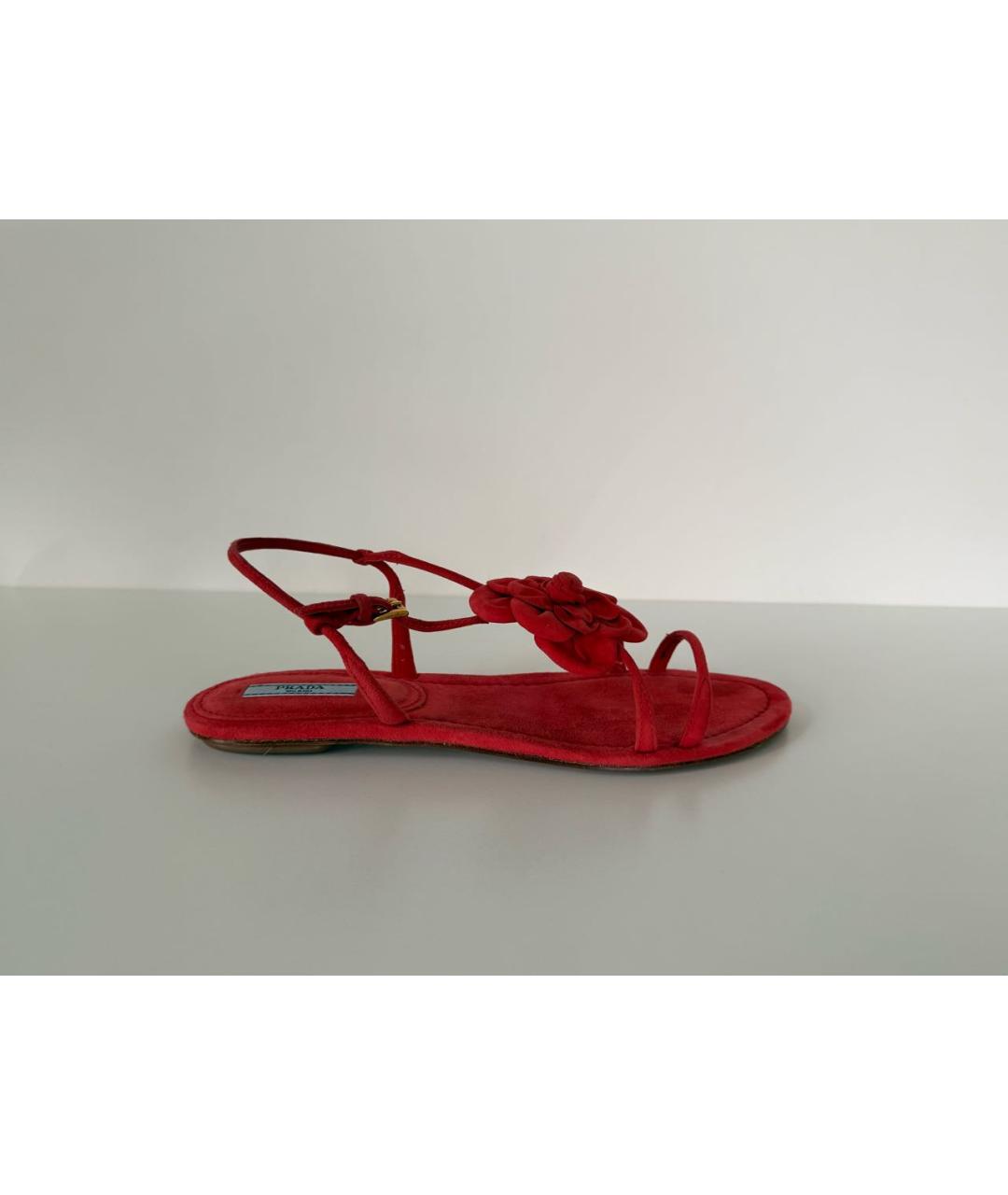 PRADA Коралловые замшевые босоножки, фото 8