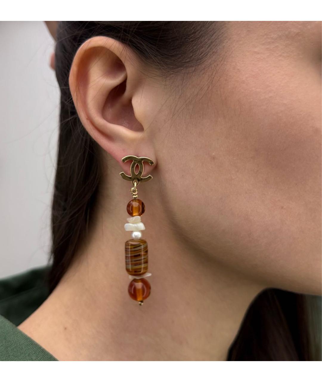 CHANEL Коричневые стеклянные серьги, фото 4