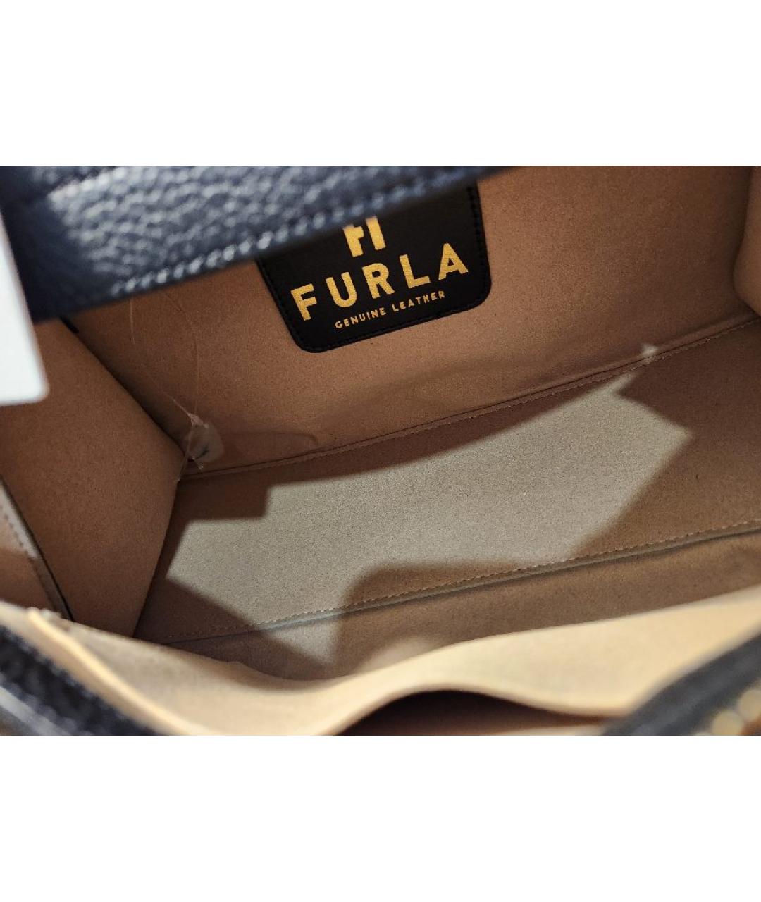 FURLA Черная кожаная сумка с короткими ручками, фото 4
