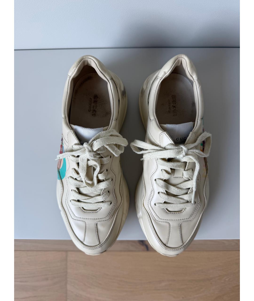 GUCCI Бежевые кожаные кроссовки, фото 3