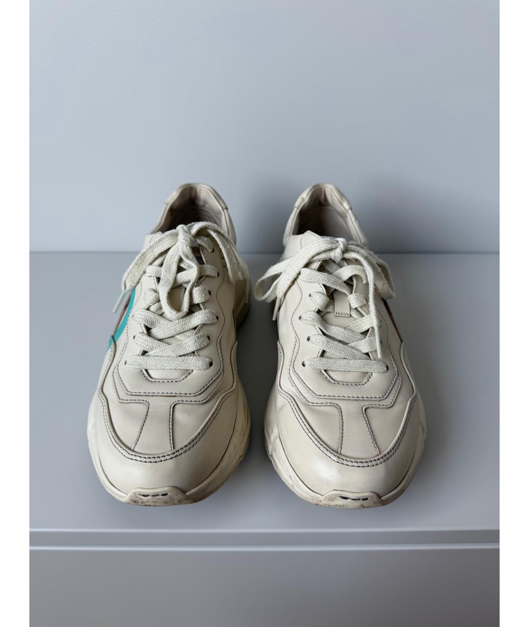 GUCCI Бежевые кожаные кроссовки, фото 2