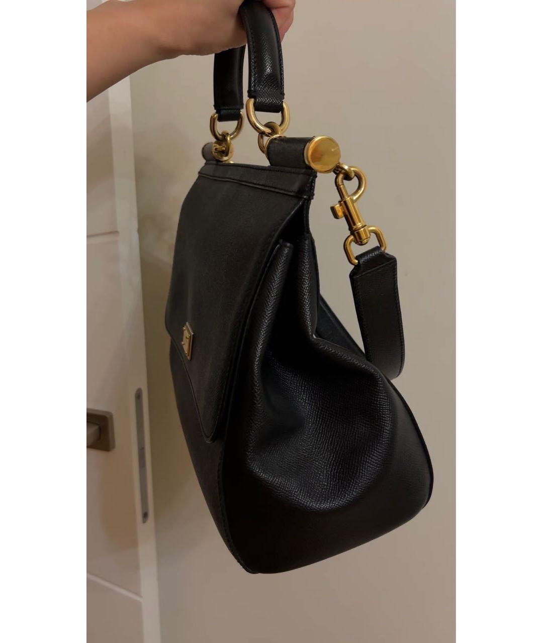 DOLCE&GABBANA Черная кожаная сумка с короткими ручками, фото 2