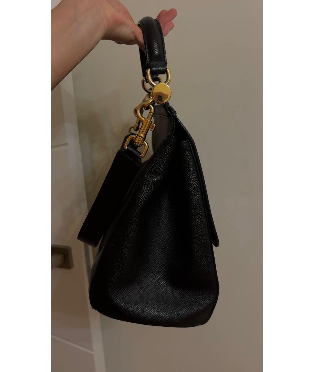 DOLCE&GABBANA Черная кожаная сумка с короткими ручками, фото 3