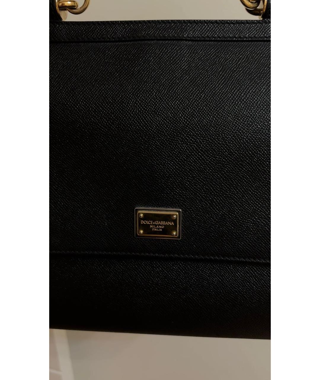 DOLCE&GABBANA Черная кожаная сумка с короткими ручками, фото 6