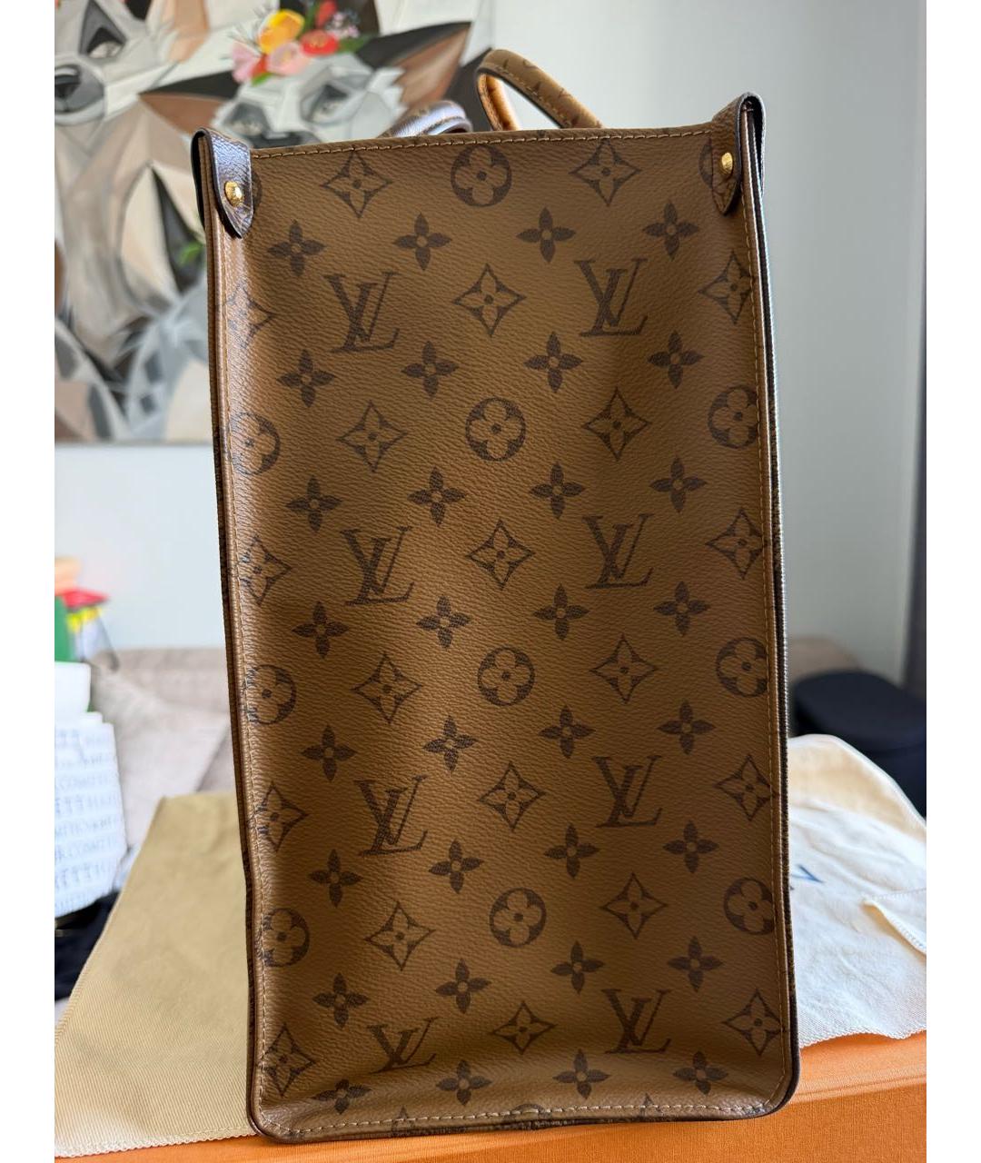 LOUIS VUITTON Коричневая сумка тоут из канвы, фото 7