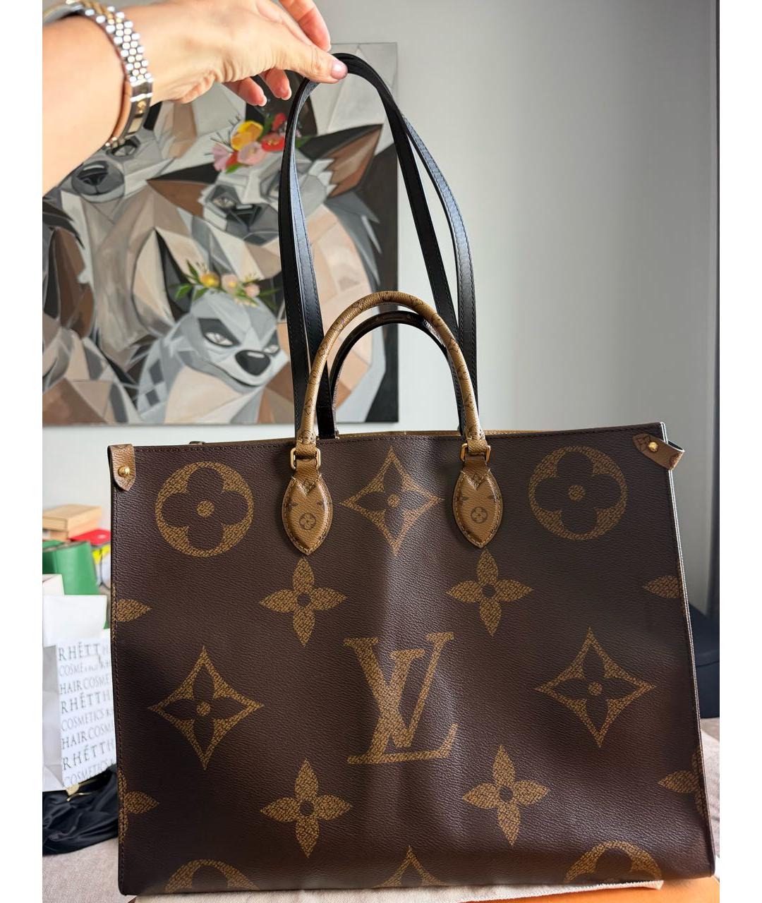 LOUIS VUITTON Коричневая сумка тоут из канвы, фото 9