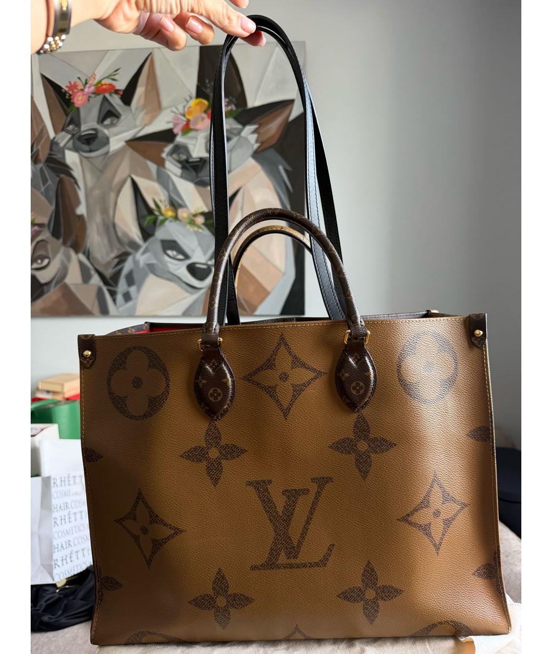LOUIS VUITTON Коричневая сумка тоут из канвы, фото 3