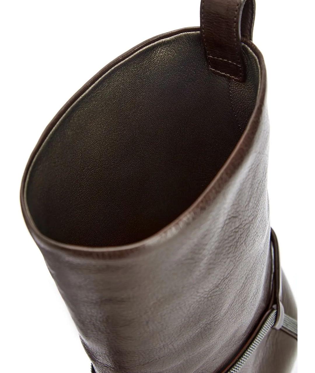 BRUNELLO CUCINELLI Коричневые кожаные ботильоны, фото 6