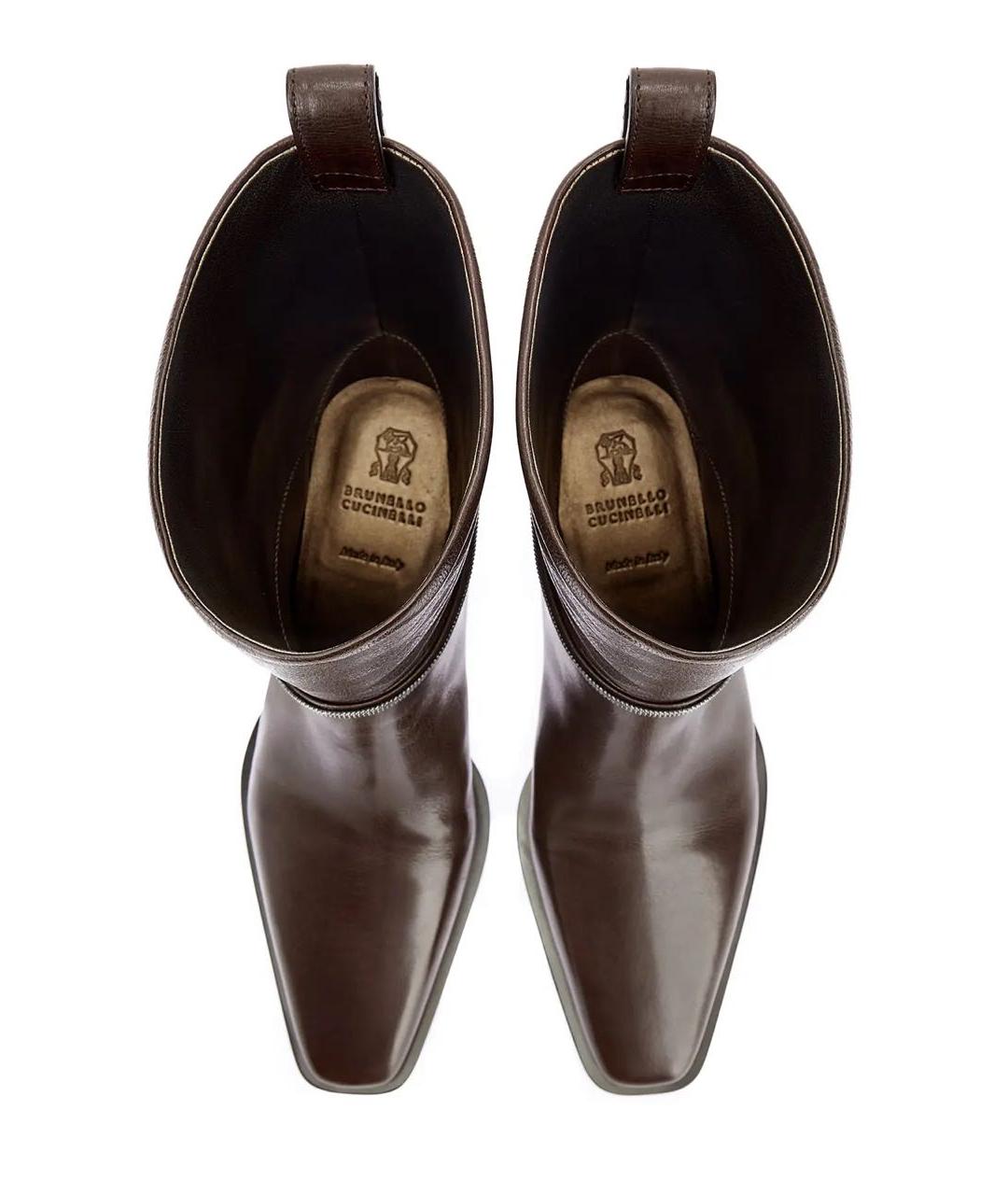 BRUNELLO CUCINELLI Коричневые кожаные ботильоны, фото 3