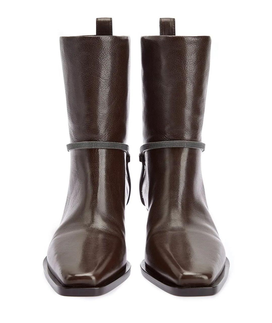 BRUNELLO CUCINELLI Коричневые кожаные ботильоны, фото 2