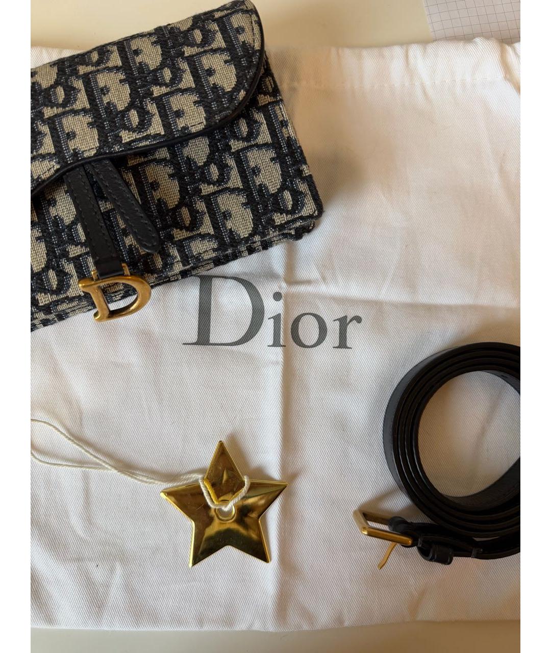 CHRISTIAN DIOR Темно-синяя жаккардовая поясная сумка, фото 5
