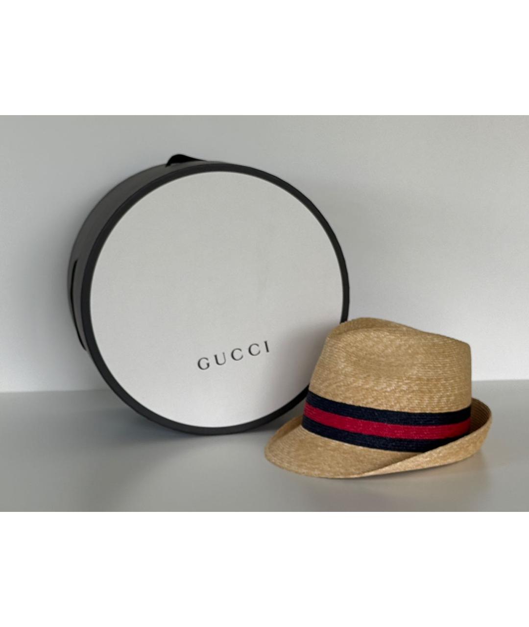 GUCCI Бежевая соломенная шляпа, фото 5
