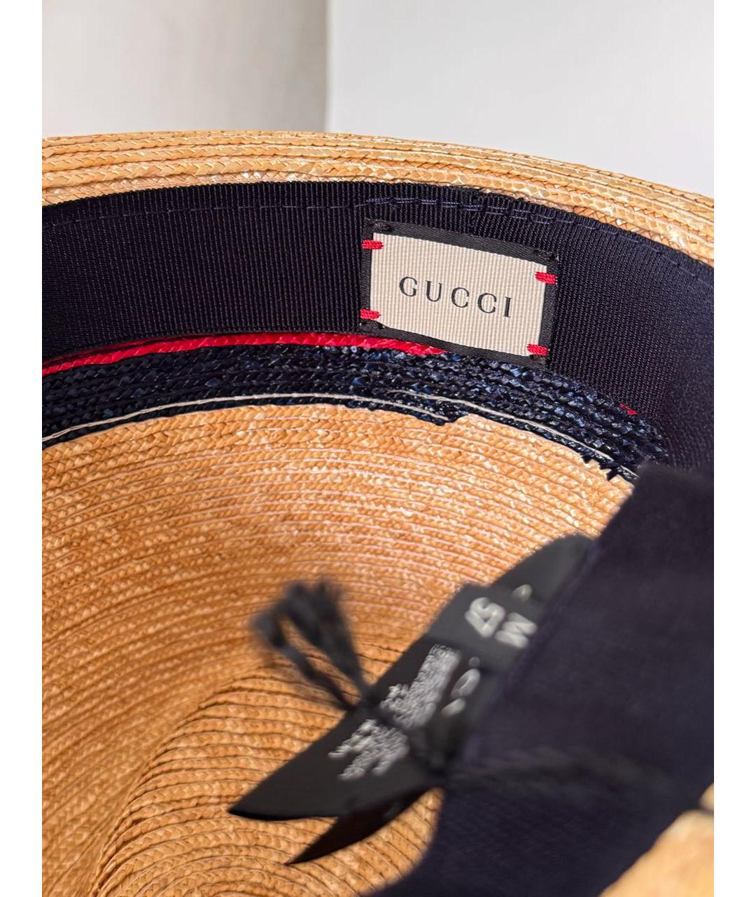 GUCCI Бежевая соломенная шляпа, фото 4