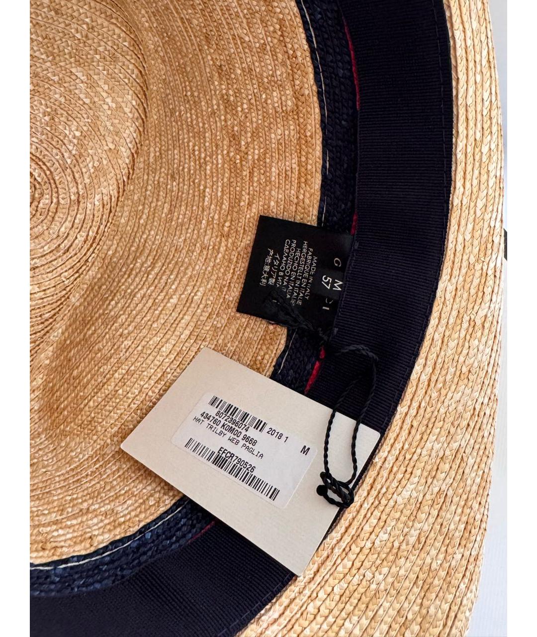 GUCCI Бежевая соломенная шляпа, фото 8