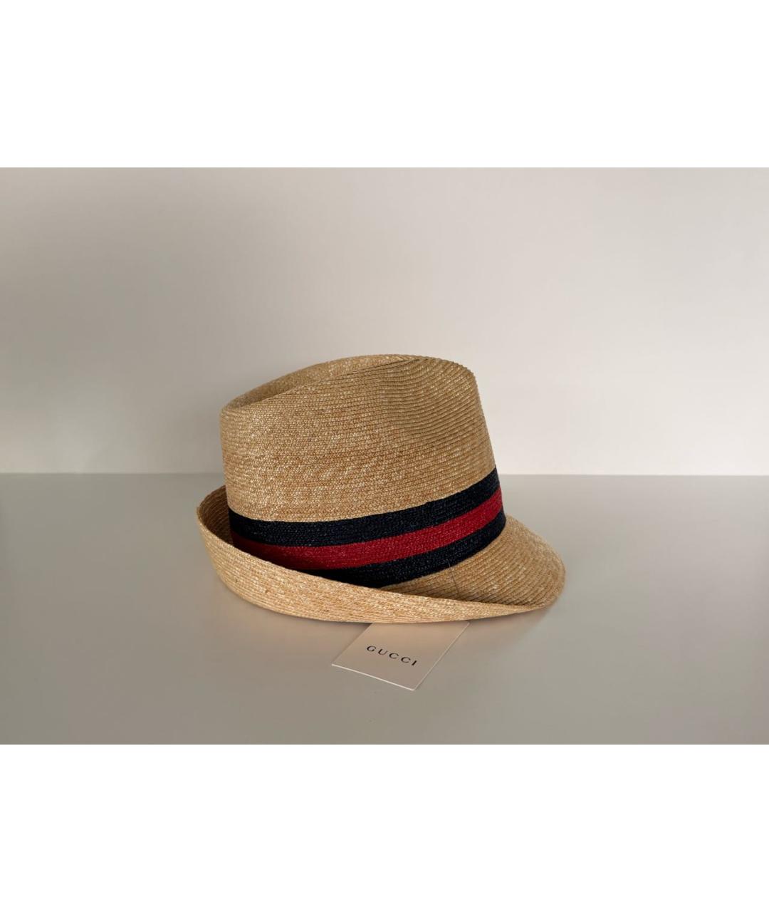 GUCCI Бежевая соломенная шляпа, фото 3
