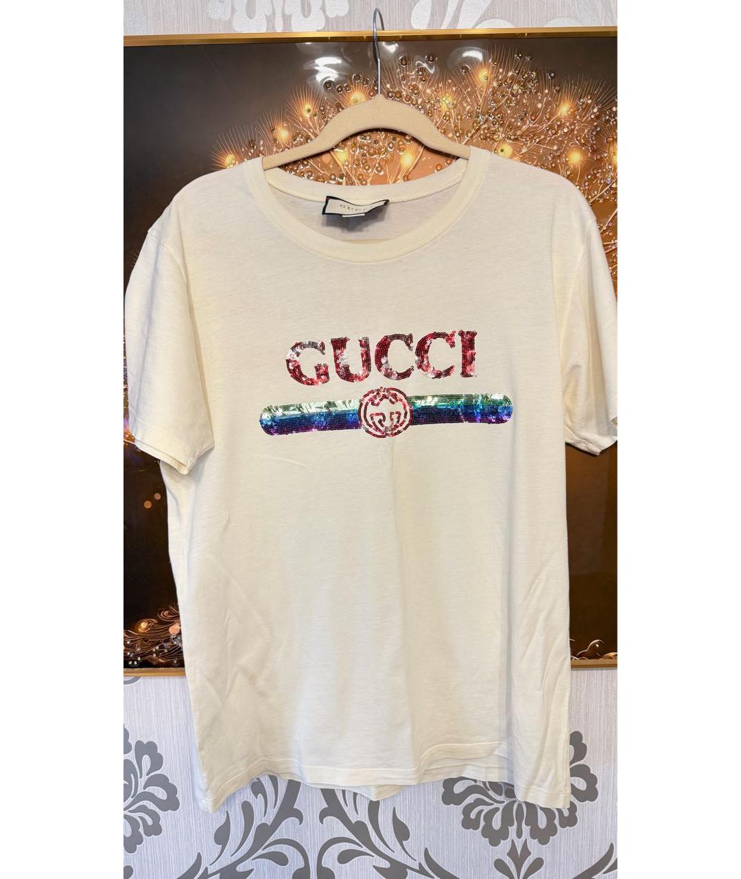 GUCCI Бежевая хлопковая футболка, фото 7
