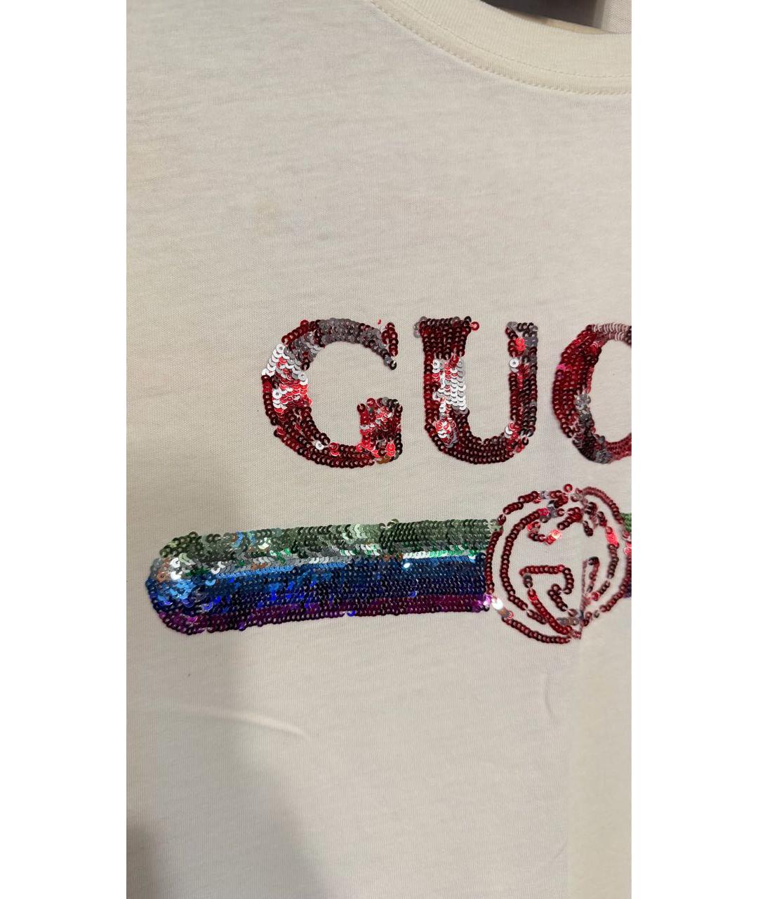 GUCCI Бежевая хлопковая футболка, фото 6