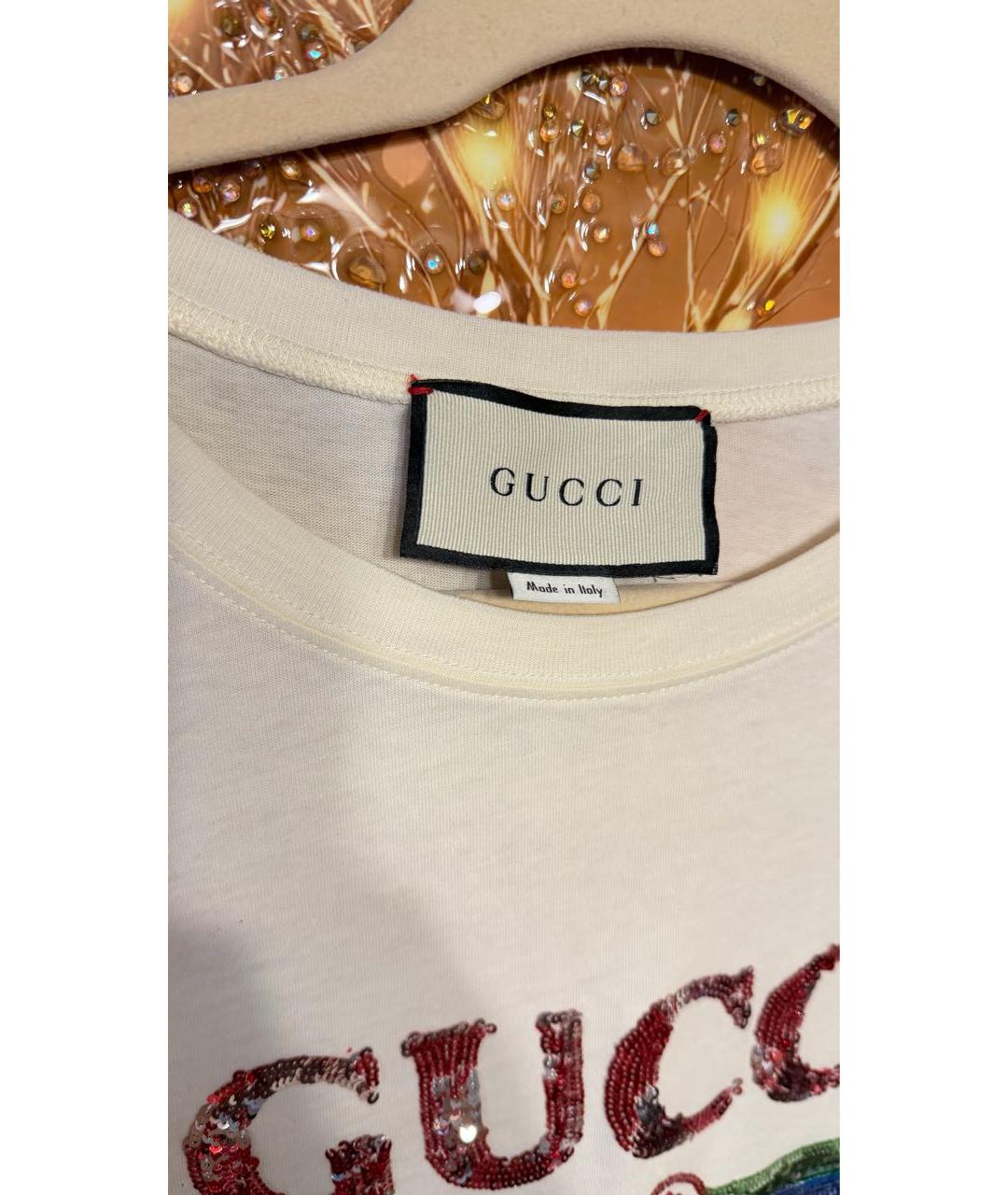 GUCCI Бежевая хлопковая футболка, фото 4