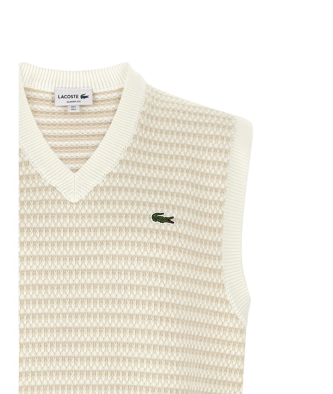 LACOSTE Бежевая хлопковая жилетка, фото 3
