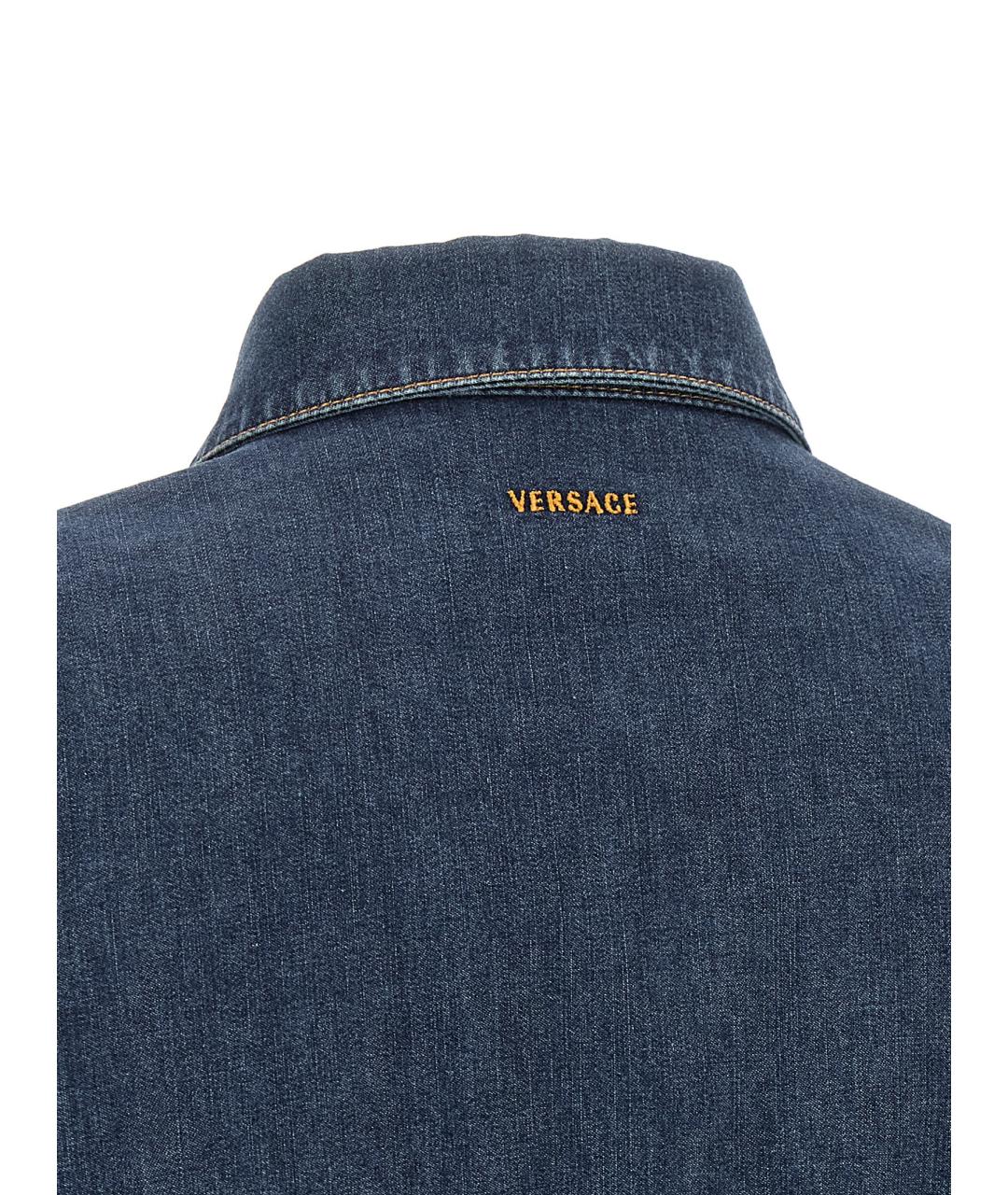 VERSACE Синее хлопковое повседневное платье, фото 5