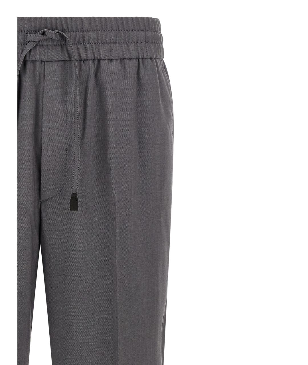 BRIONI Серые шерстяные повседневные брюки, фото 3