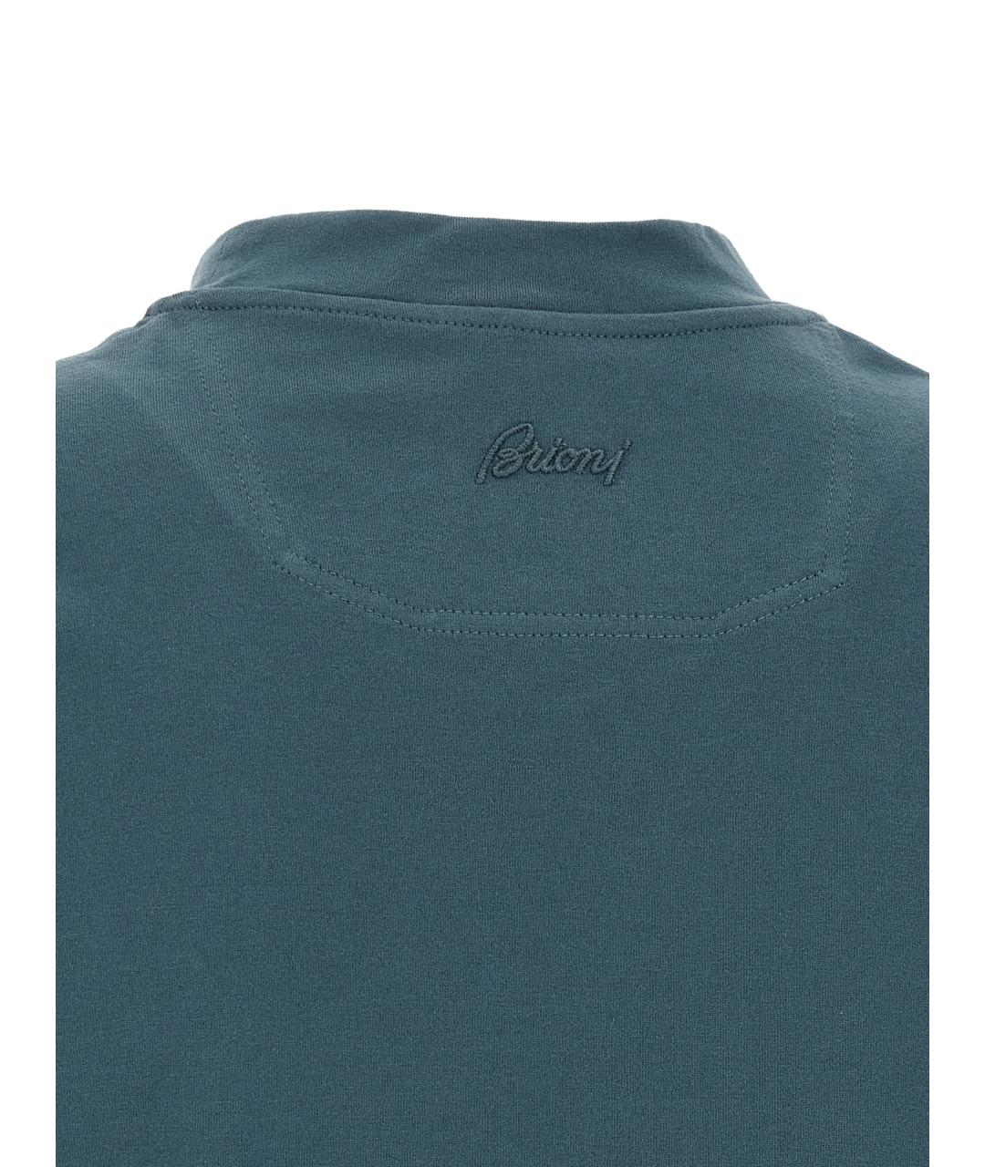 BRIONI Синяя хлопковая футболка, фото 4