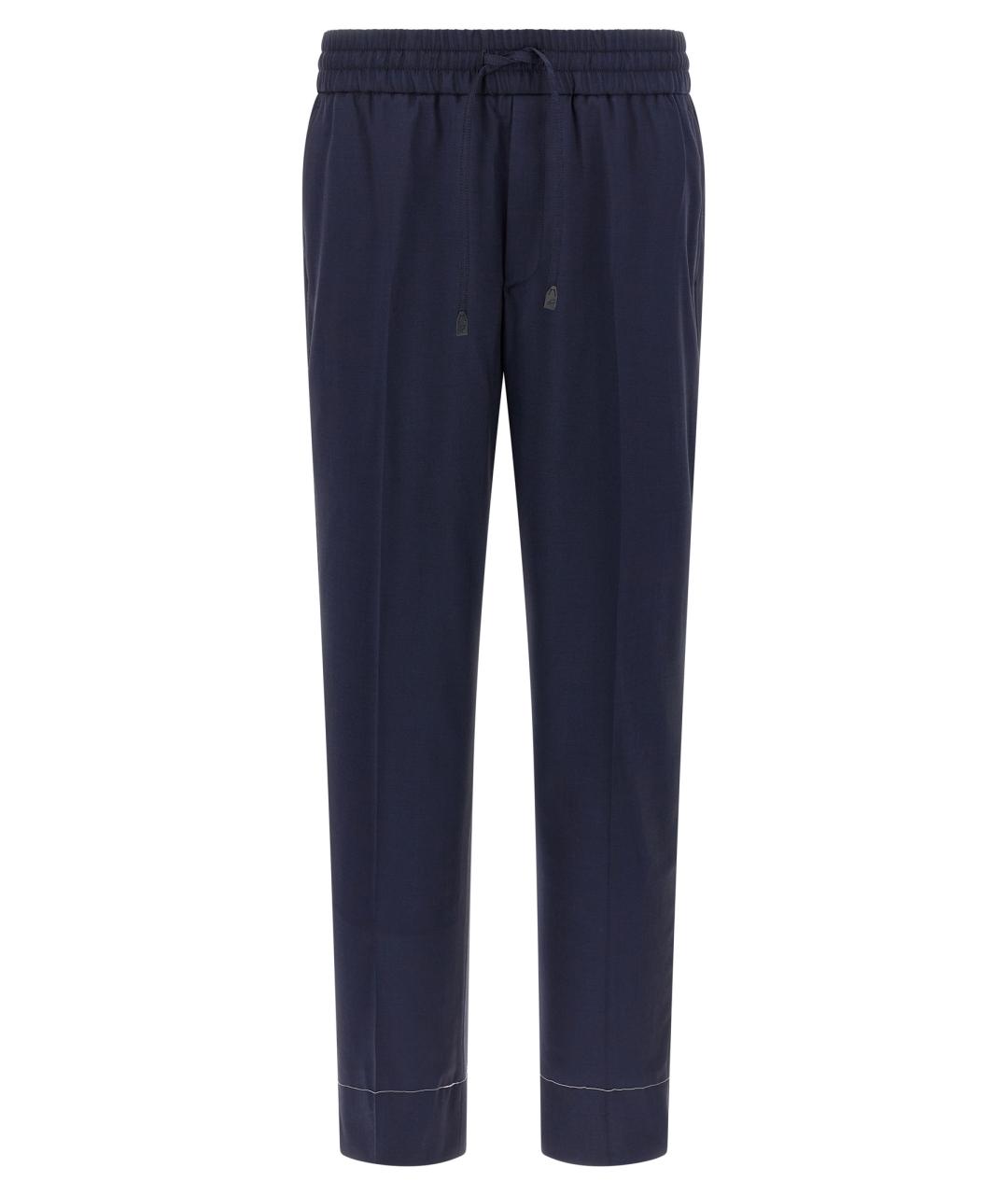 BRIONI Синие шерстяные повседневные брюки, фото 1