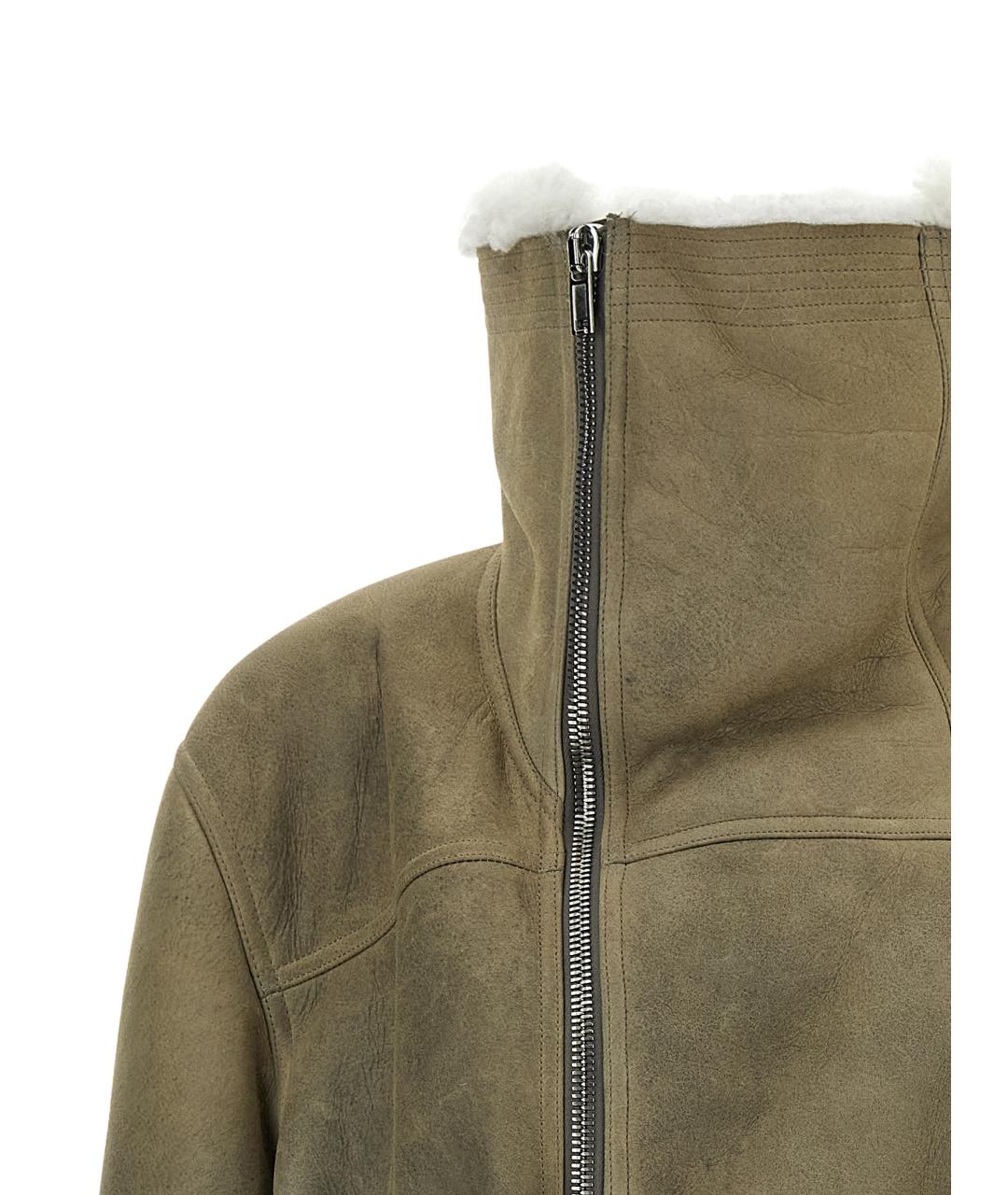 RICK OWENS Зеленая кожаная куртка, фото 3