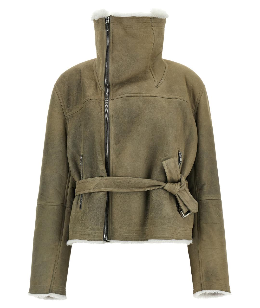 RICK OWENS Зеленая кожаная куртка, фото 1