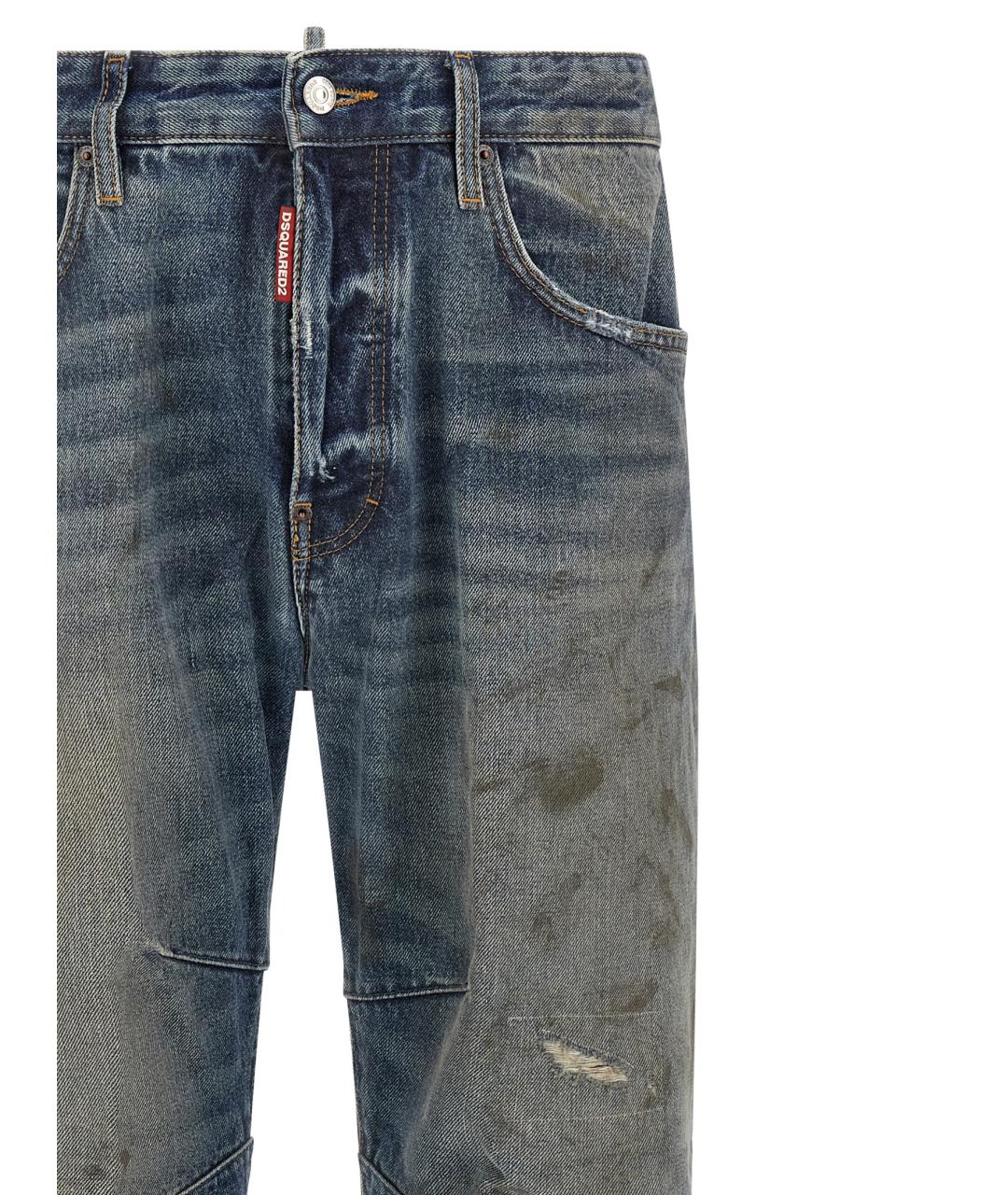 DSQUARED2 Синие хлопковые прямые джинсы, фото 3