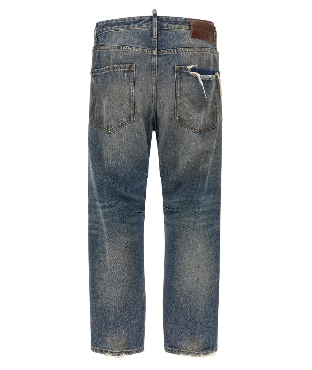 DSQUARED2 Синие хлопковые прямые джинсы, фото 2