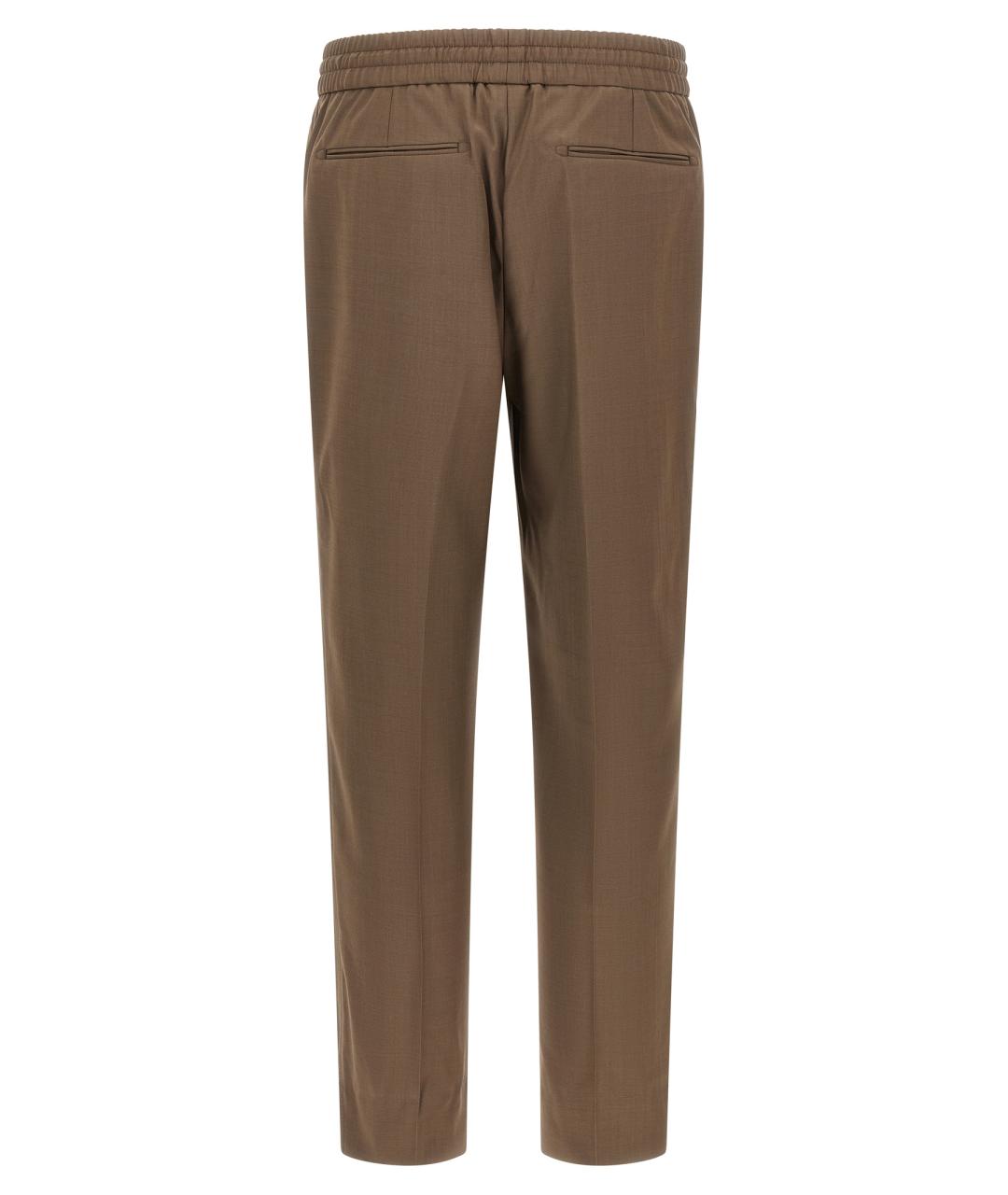 BRIONI Коричневые шерстяные повседневные брюки, фото 2