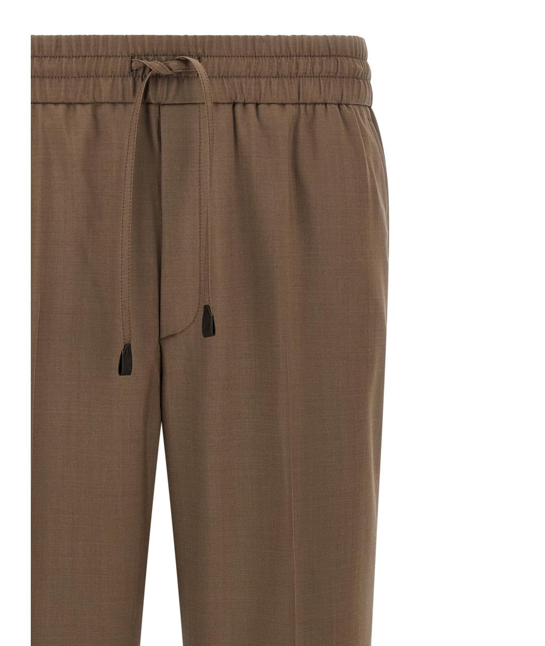BRIONI Коричневые шерстяные повседневные брюки, фото 3