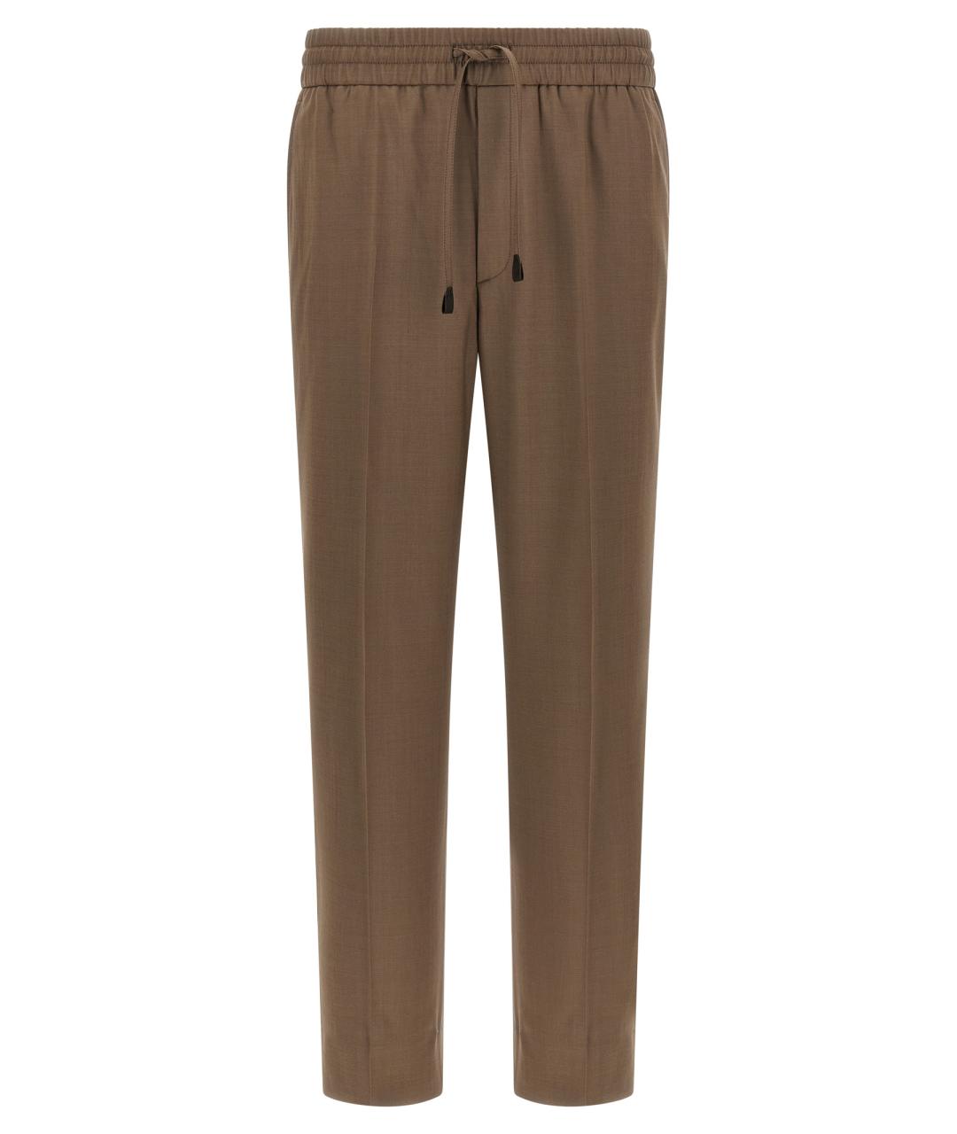 BRIONI Коричневые шерстяные повседневные брюки, фото 1