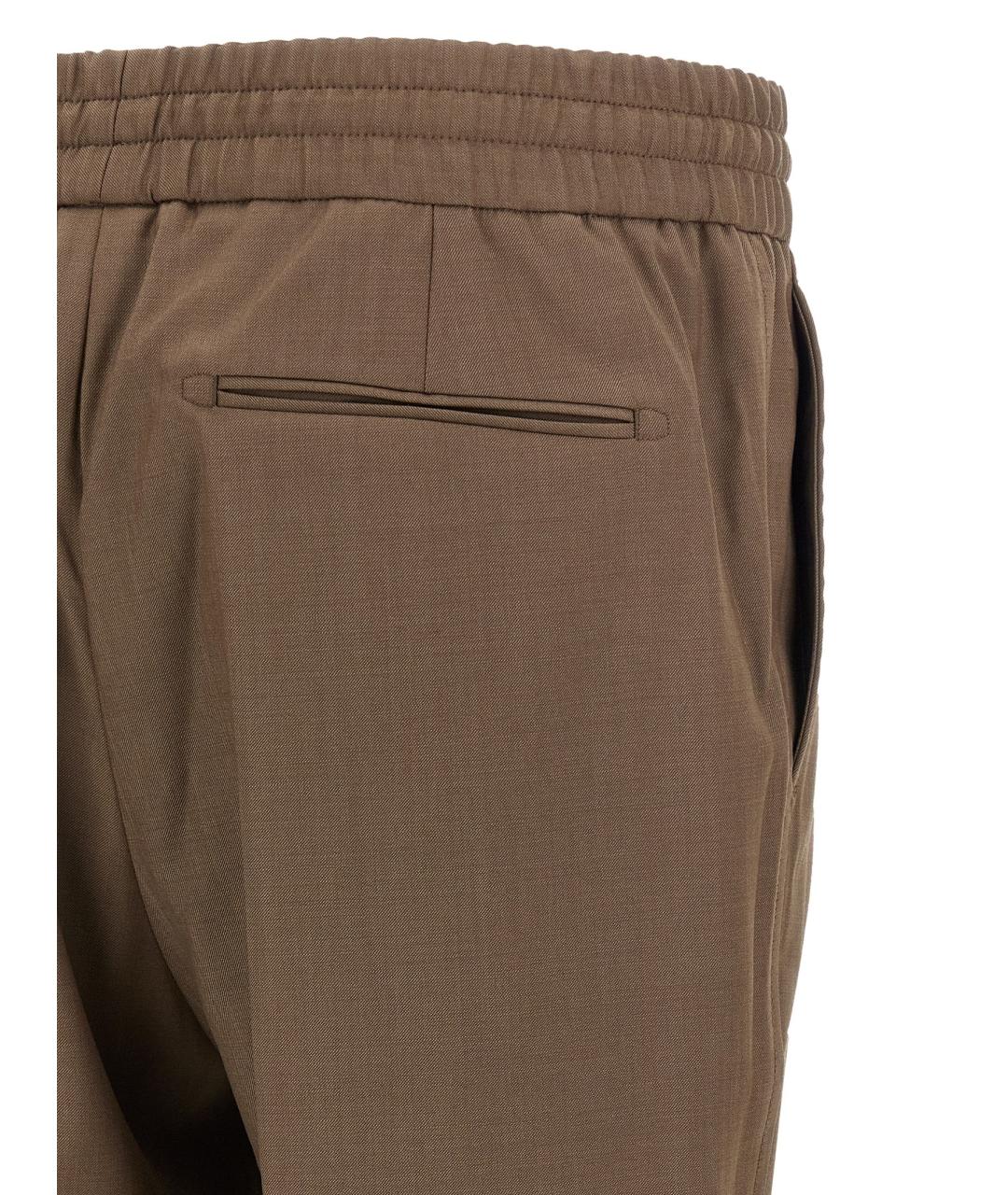 BRIONI Коричневые шерстяные повседневные брюки, фото 4