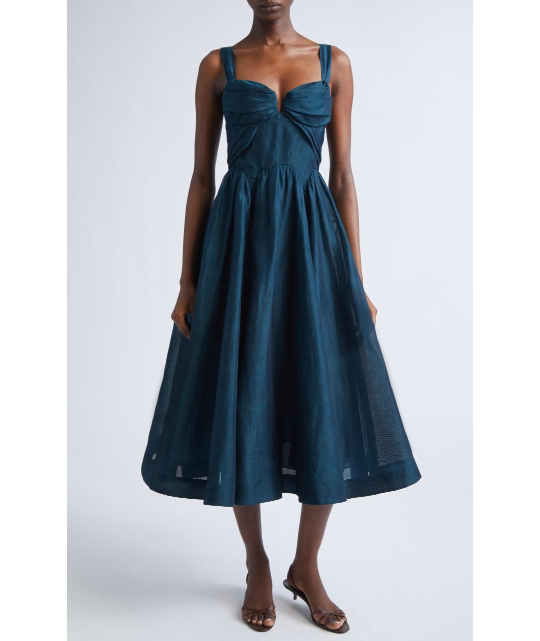 ZIMMERMANN Зеленое льняное коктейльное платье, фото 2