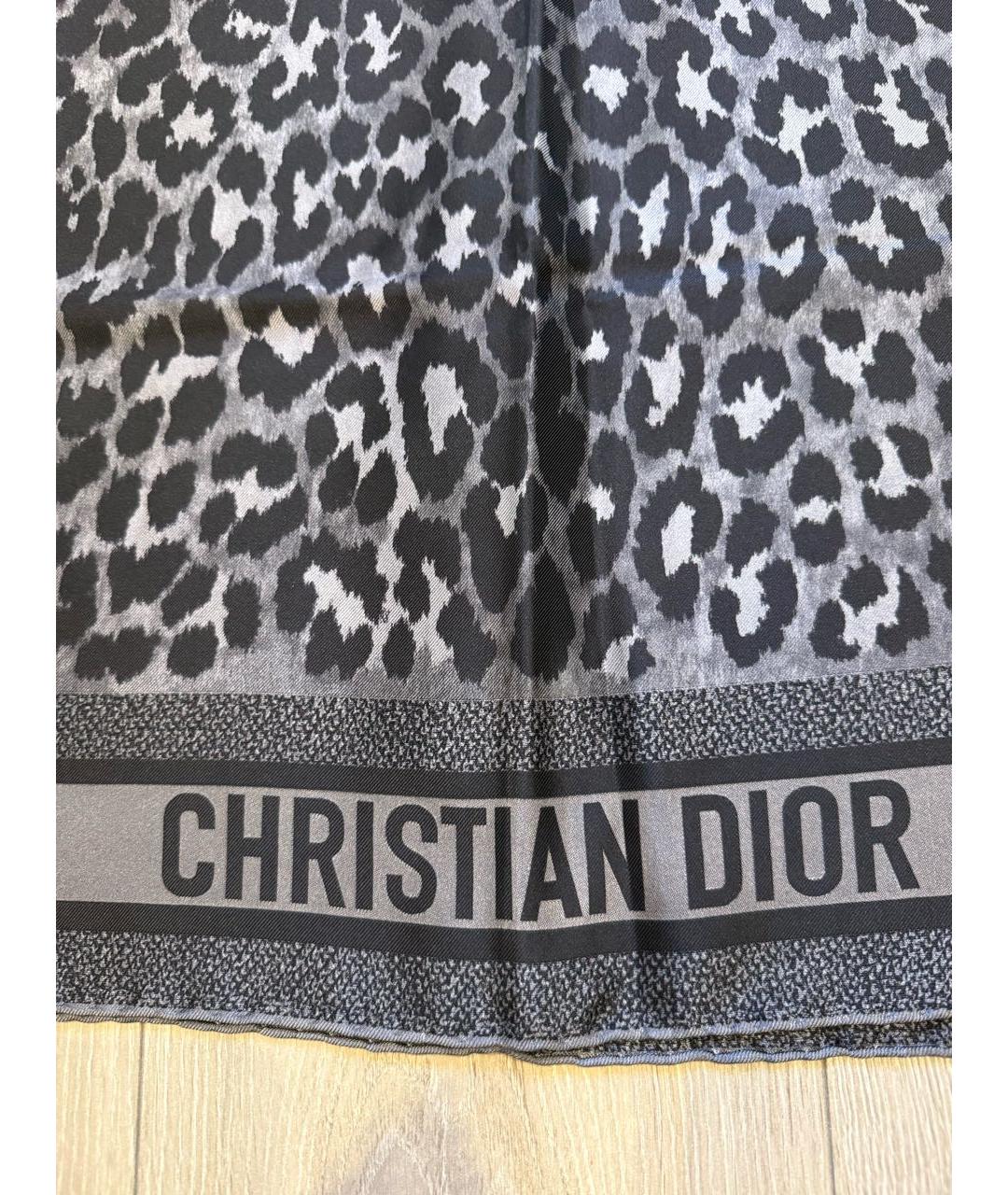 CHRISTIAN DIOR Черный шелковый платок, фото 2