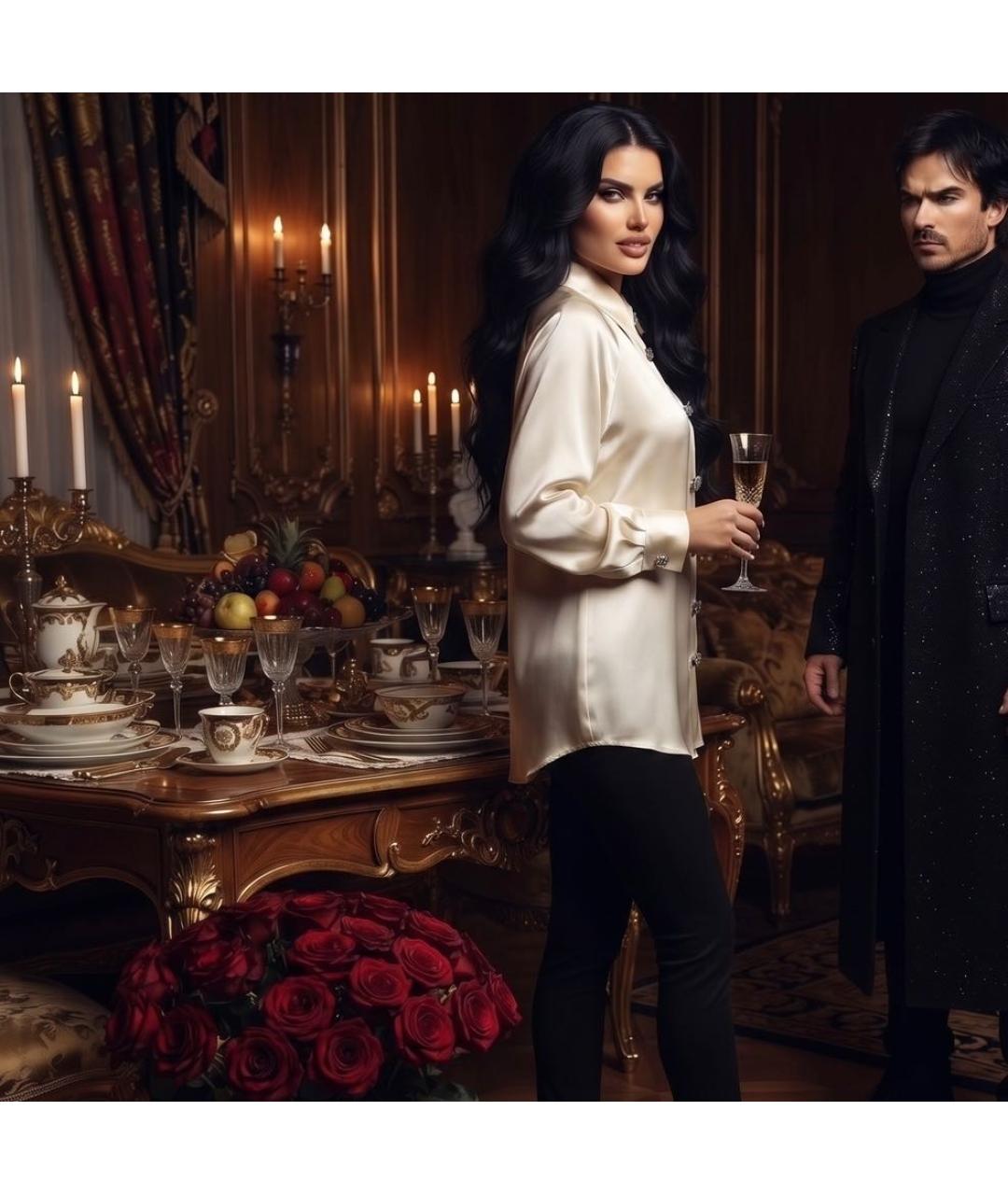 VERSACE Бежевая шелковая блузы, фото 6
