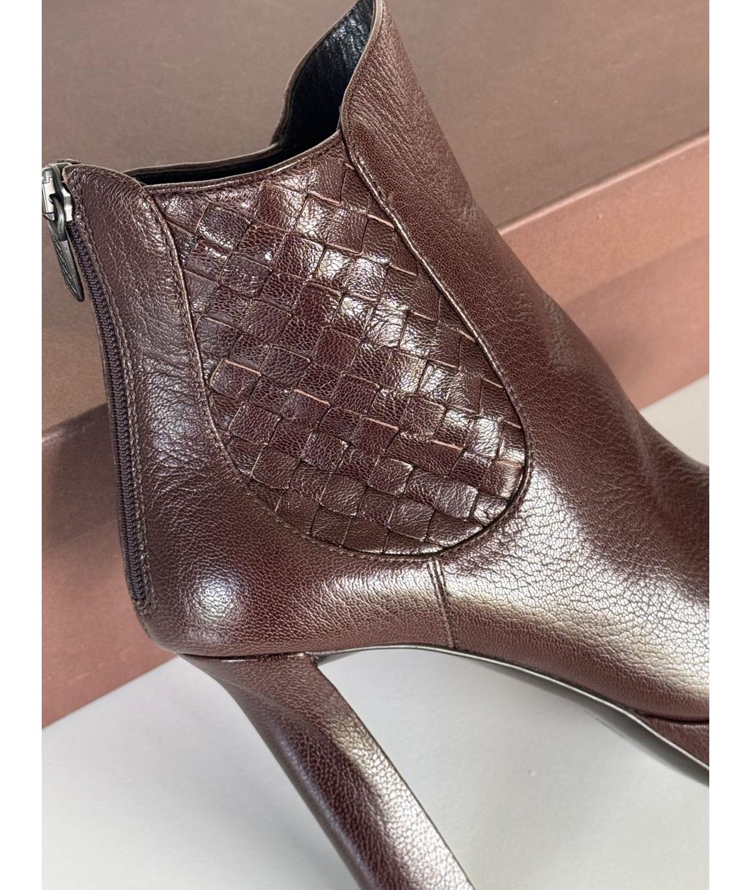 BOTTEGA VENETA Коричневые кожаные ботильоны, фото 8