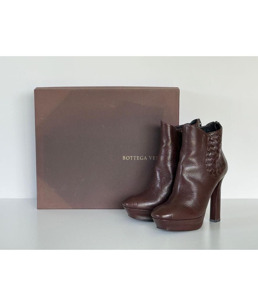 BOTTEGA VENETA Коричневые кожаные ботильоны, фото 6