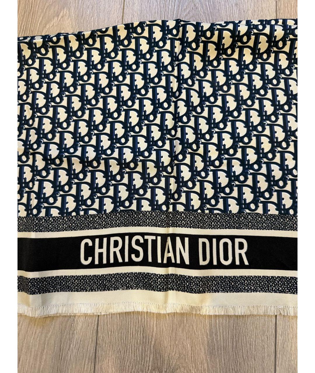 CHRISTIAN DIOR Черный шелковый платок, фото 2