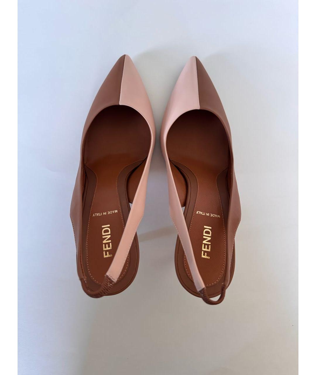 FENDI Коричневые кожаные босоножки, фото 3