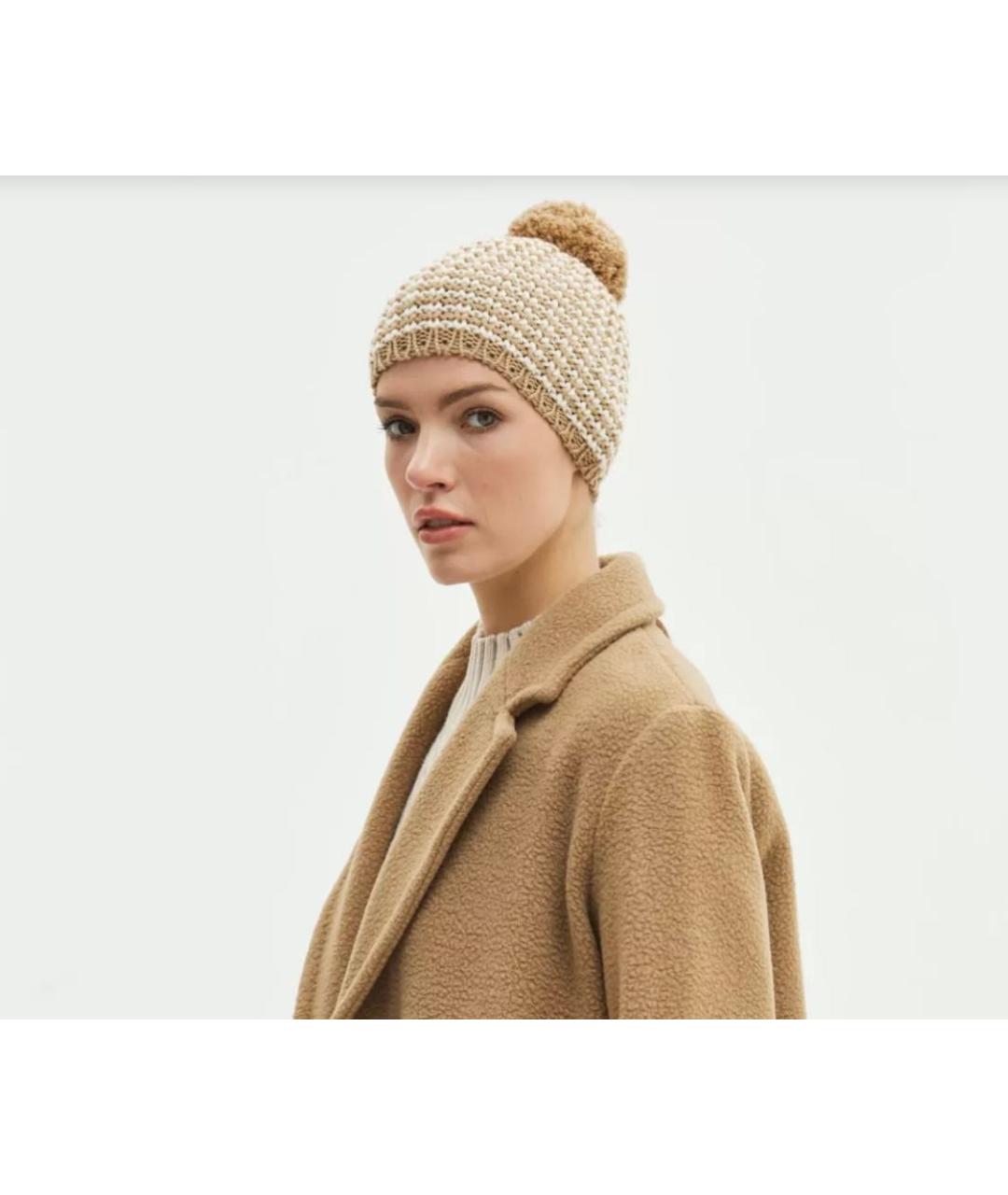 MAX MARA Бежевая шерстяная шапка, фото 5