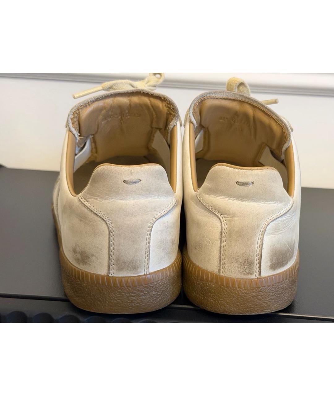 MAISON MARGIELA Бежевые кожаные кеды, фото 4