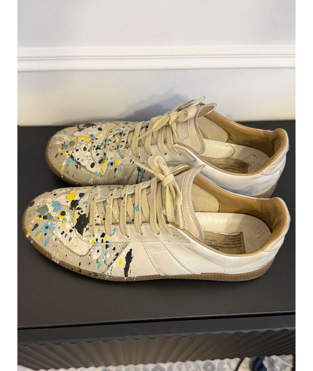 MAISON MARGIELA Бежевые кожаные кеды, фото 3