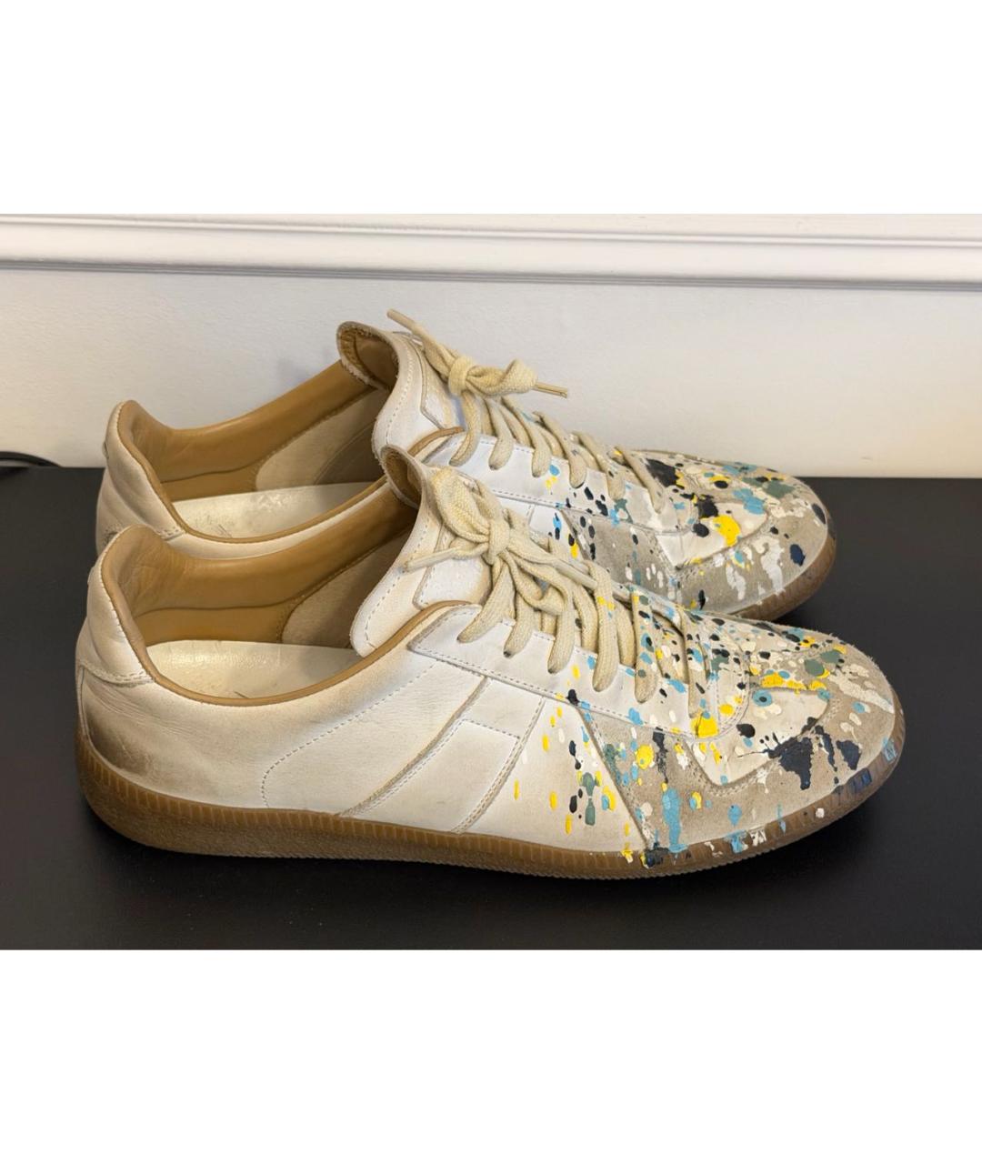 MAISON MARGIELA Бежевые кожаные кеды, фото 6