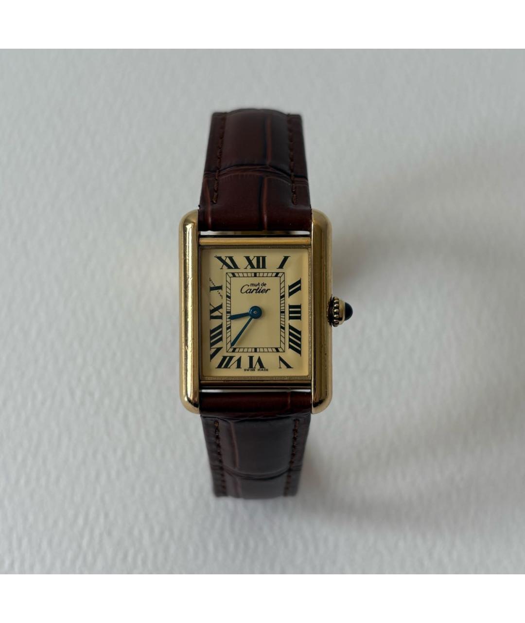 CARTIER Коричневые позолоченные часы, фото 6