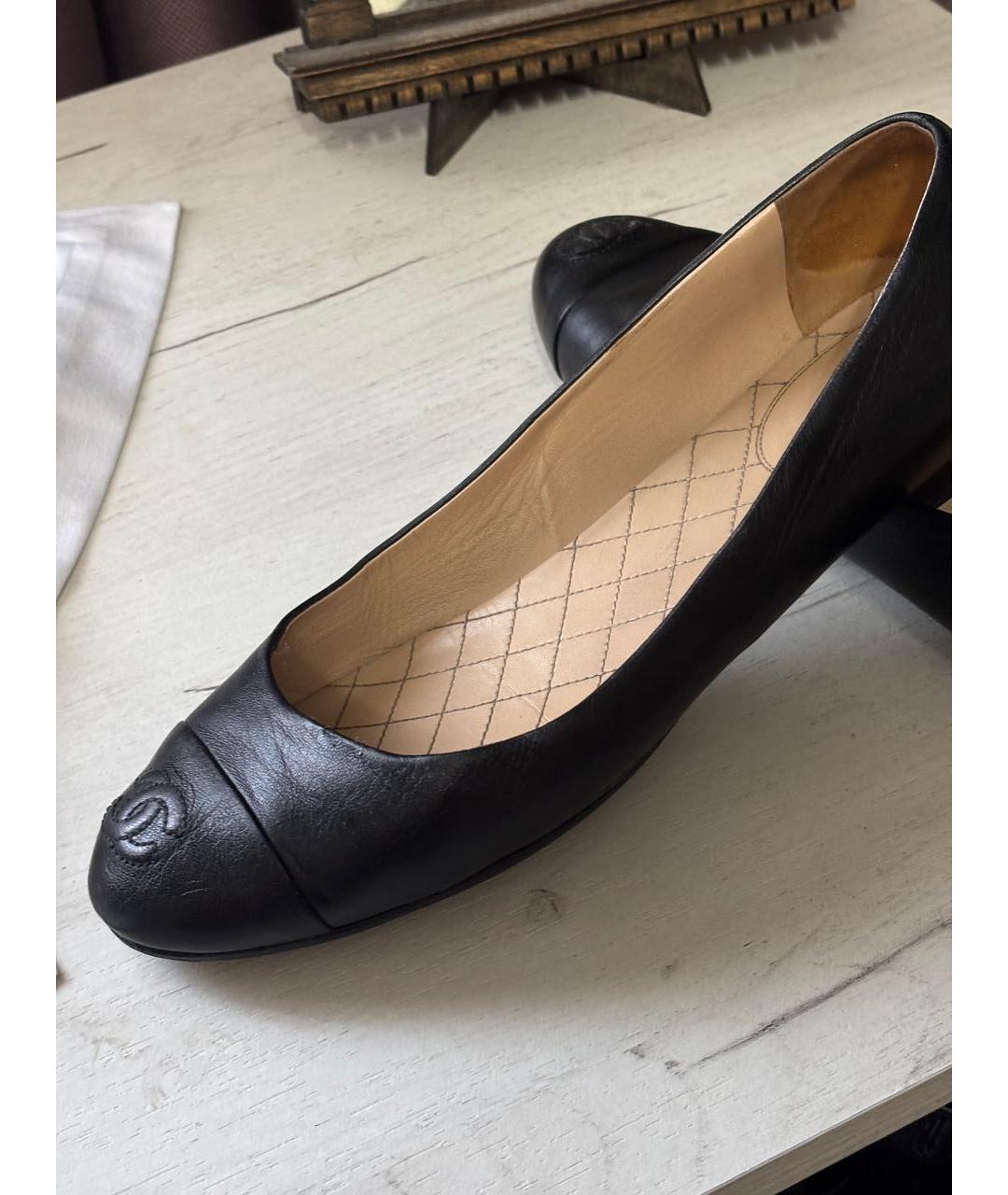 CHANEL Черные кожаные балетки, фото 8