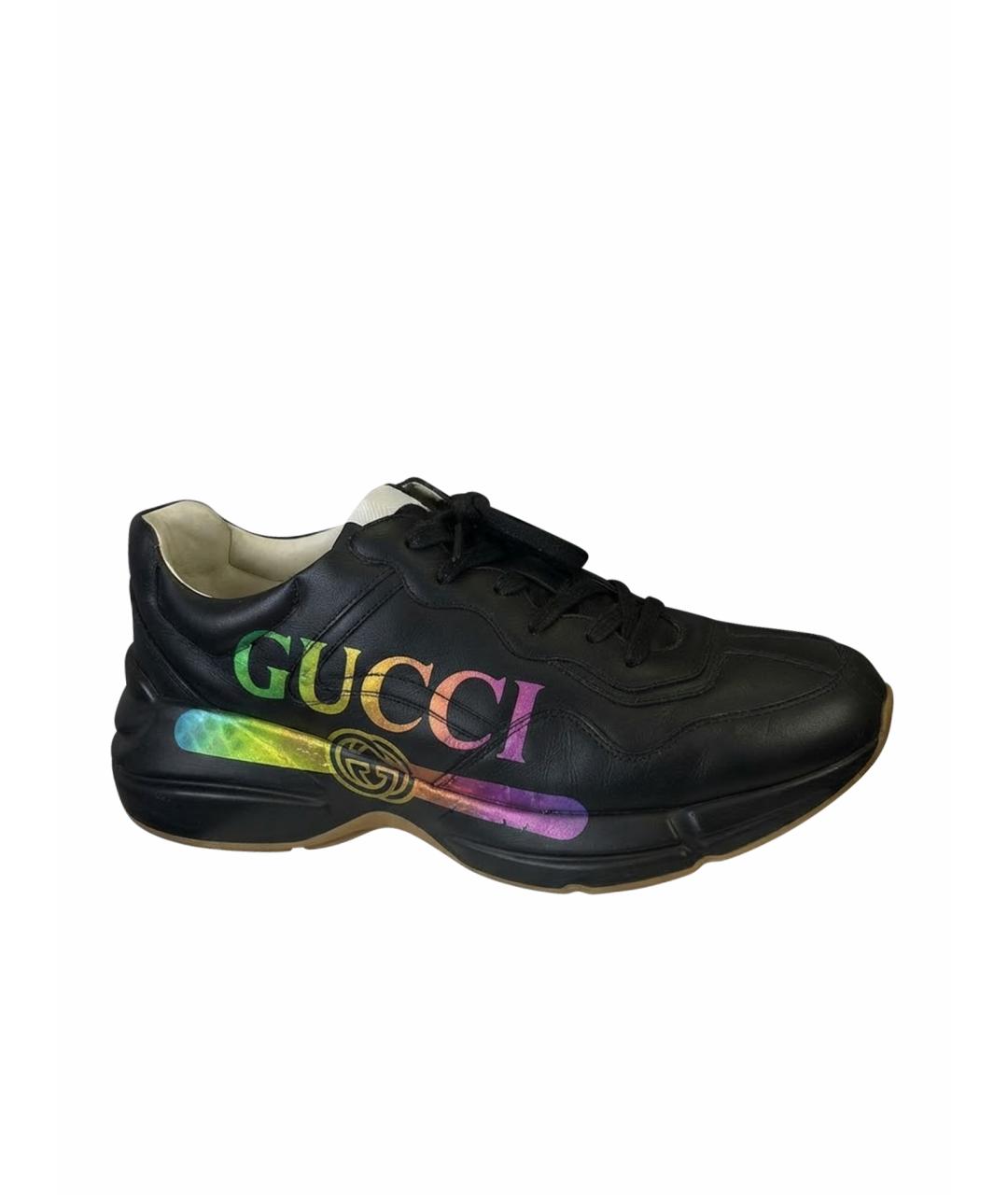 GUCCI Черные низкие кроссовки / кеды, фото 1
