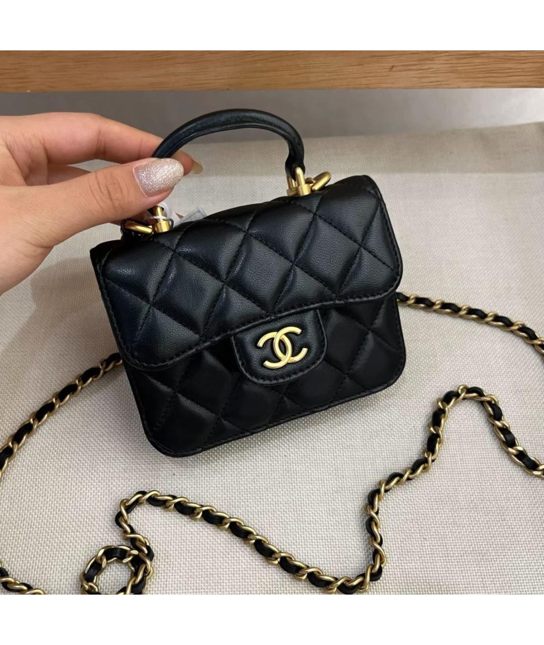 CHANEL Черная кожаная сумка через плечо, фото 2